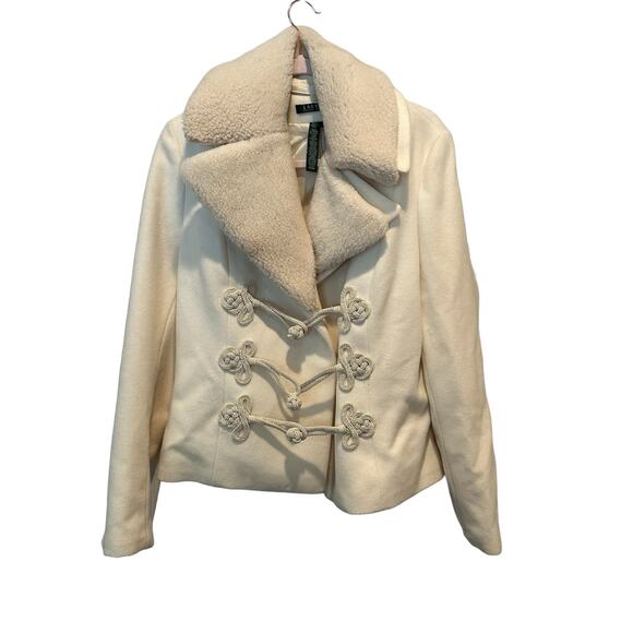 NWT Ralph Lauren Boho Norther Lights Peak Cream Wool Shearling Lined Coat L - Picture 6 of 13